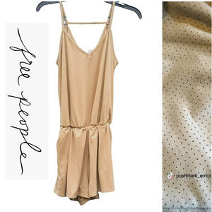Free People Tan Faux Suede Sleeveless Romper Women’s Size Small NWT